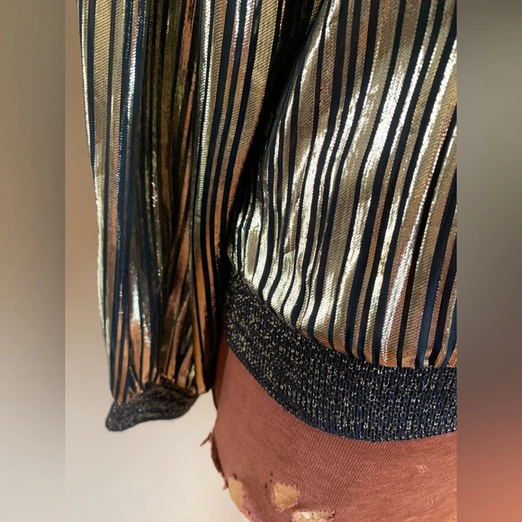 Vintage gold and silver blouse, 1980’s 1970’s John’s girl top, disco shirt - Picture 4 of 9
